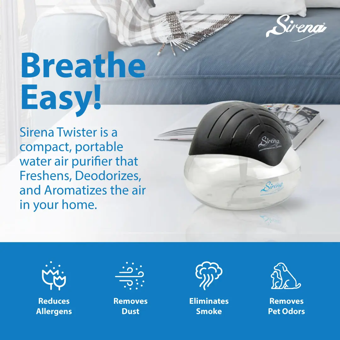Sirena Twister Water Air Purifier with LED Night Light