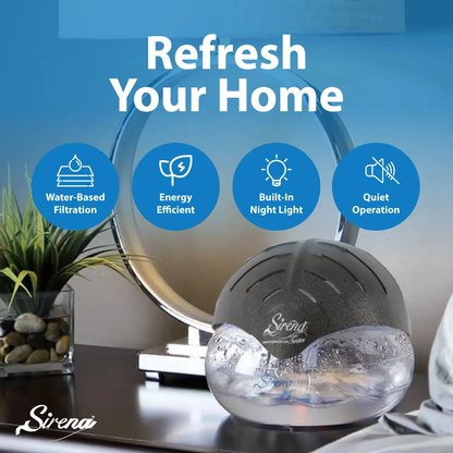 Sirena Twister Water Air Purifier with LED Night Light