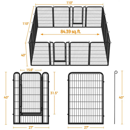 [Heavy Duty] Dog Playpen6/8/12/16 Panels Metal Pet Playpen