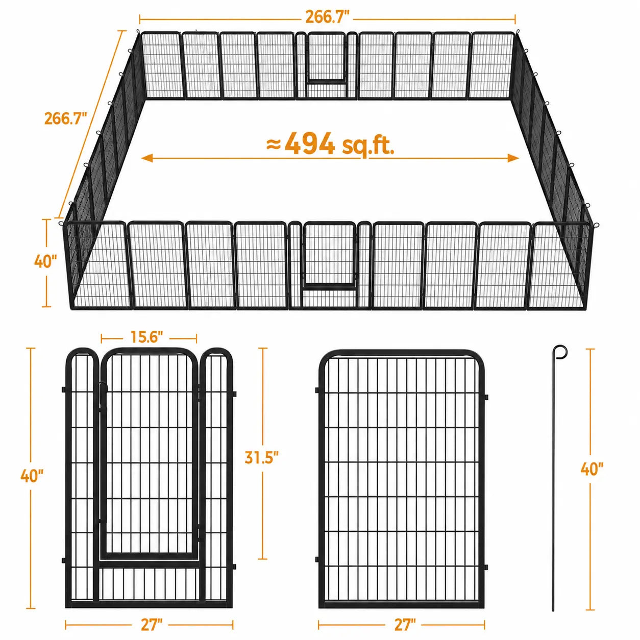 [Heavy Duty] Dog Playpen6/8/12/16 Panels Metal Pet Playpen