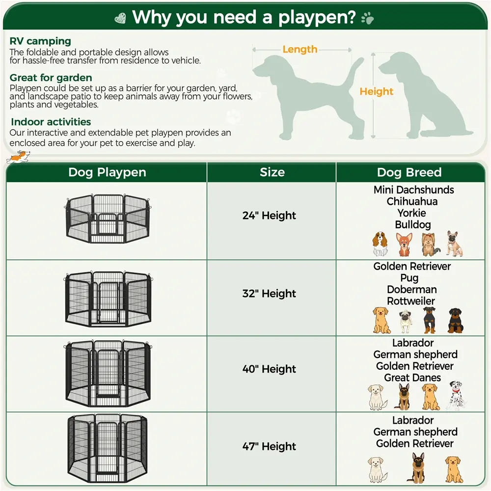 [Heavy Duty] Dog Playpen6/8/12/16 Panels Metal Pet Playpen
