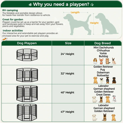 [Heavy Duty] Dog Playpen6/8/12/16 Panels Metal Pet Playpen